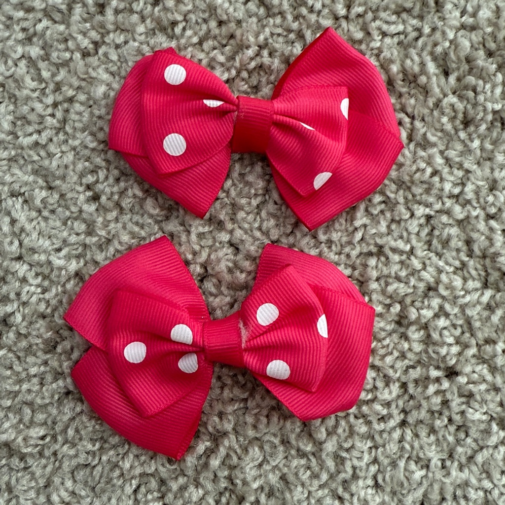 Pink Polka Dot Hair Bows